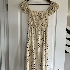 Sweeter Than You Cream Polka Dot Off-the-Shoulder Midi Dress